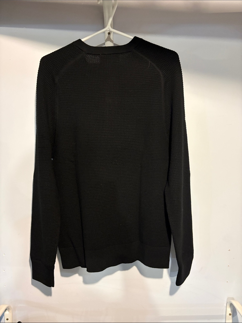 Banana Republic Black Waffle-Knit Henley Crewneck Sweater - Men - Picture 2 of 3